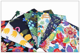CraftsFabrics Lot de 7 carrés de tissu prédécoupés 100 % coton Motif perroquets hawaïens Motif floral tropical